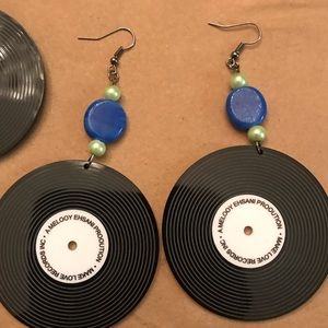 Cool handmade record earrings